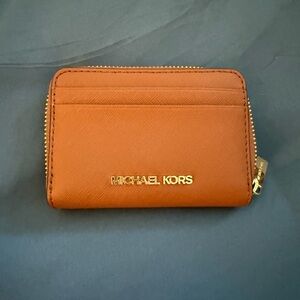 Michael Kors Tan Card Wallet with Gold Accents